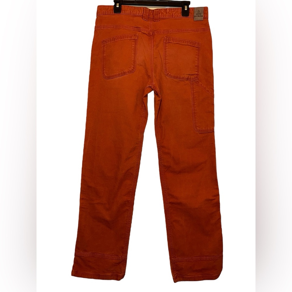 prAna Bronson Pants in Henna Cinnamon Color Organic Cotton Eco Mens sz 34 x 32* - Picture 4 of 8